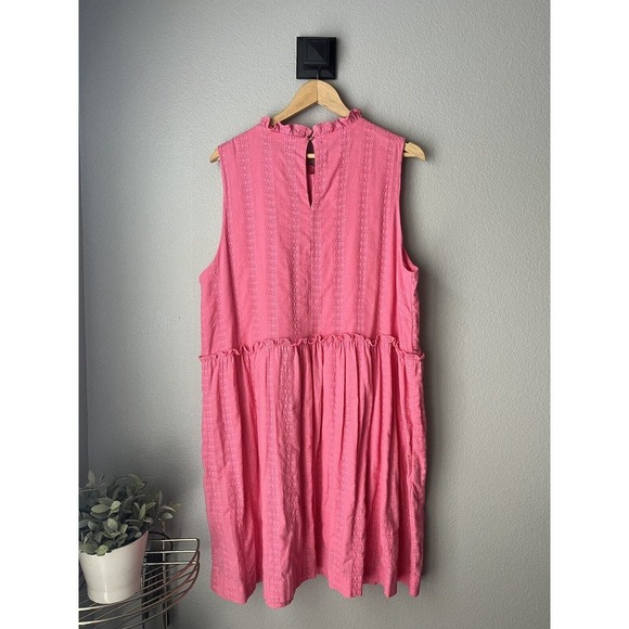 Draper James RSVP Women Size XXL/2X Pink Ruffle Trim Dress With Pockets - Picture 2 of 6